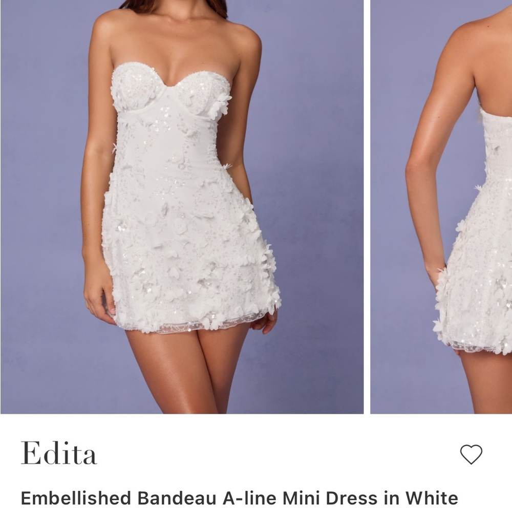 Oh Polly White Embellished Bandeau Mini Dress